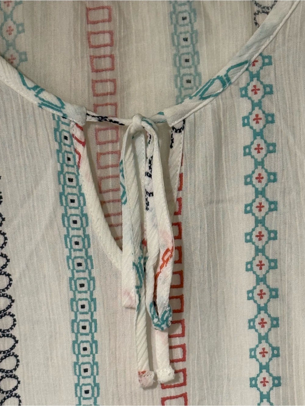Tribal Jeans Embroidered Boho Peasant
Top White Multicolor Stripe Small - Picture 7 of 16